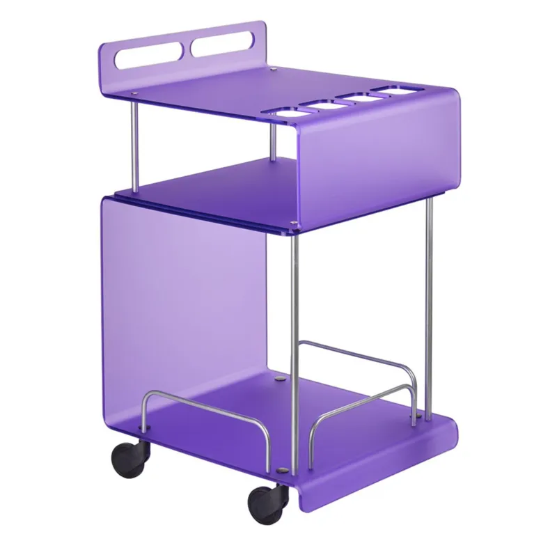 Carrello portavivande da cucina Multifunzione in Cristallo acrilico ONDINA 50x52xh90 cm con ruote piroettanti colore Viola Satinato Emporium Offerta Lampo