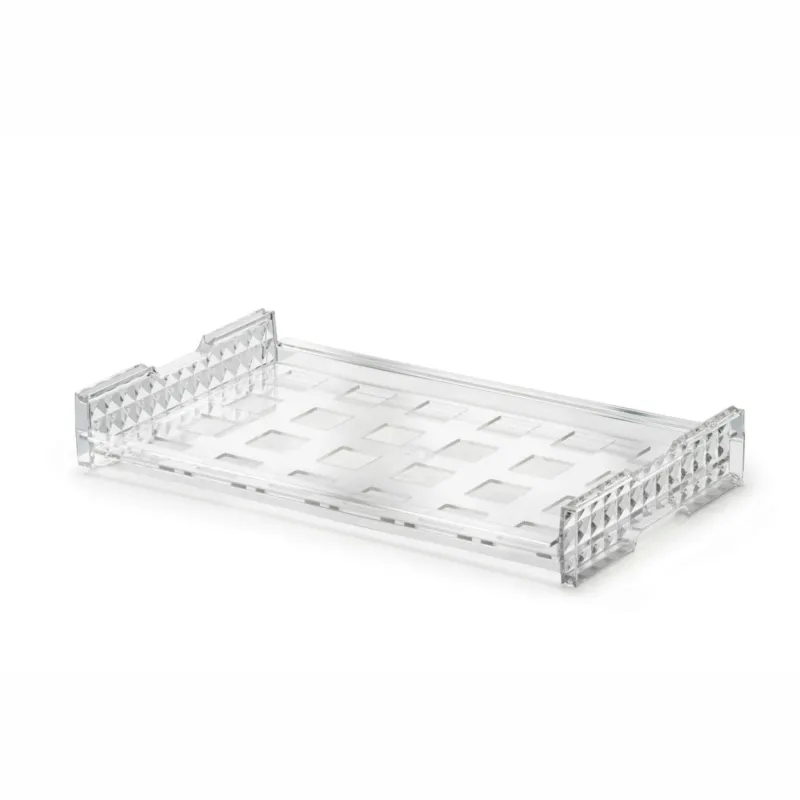 Vassoio trasparente infrangibile ed impilabile con Fori quadrati 45x45 mm per uso contract in Tritan 53x32.5xh7.5 cm colore Trasparente Eme Posaterie Ultime Pezzi