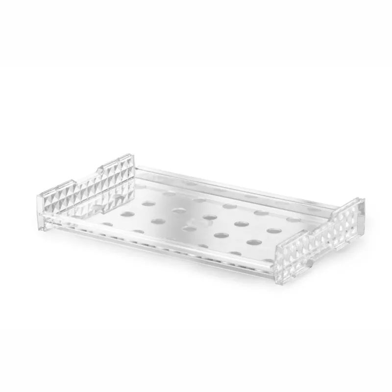 Vassoio trasparente infrangibile ed impilabile con fori circolari Ø 28 mm per uso contract in Tritan 53x32.5xh7.5 cm colore Trasparente Eme Posaterie Consegna Rapida