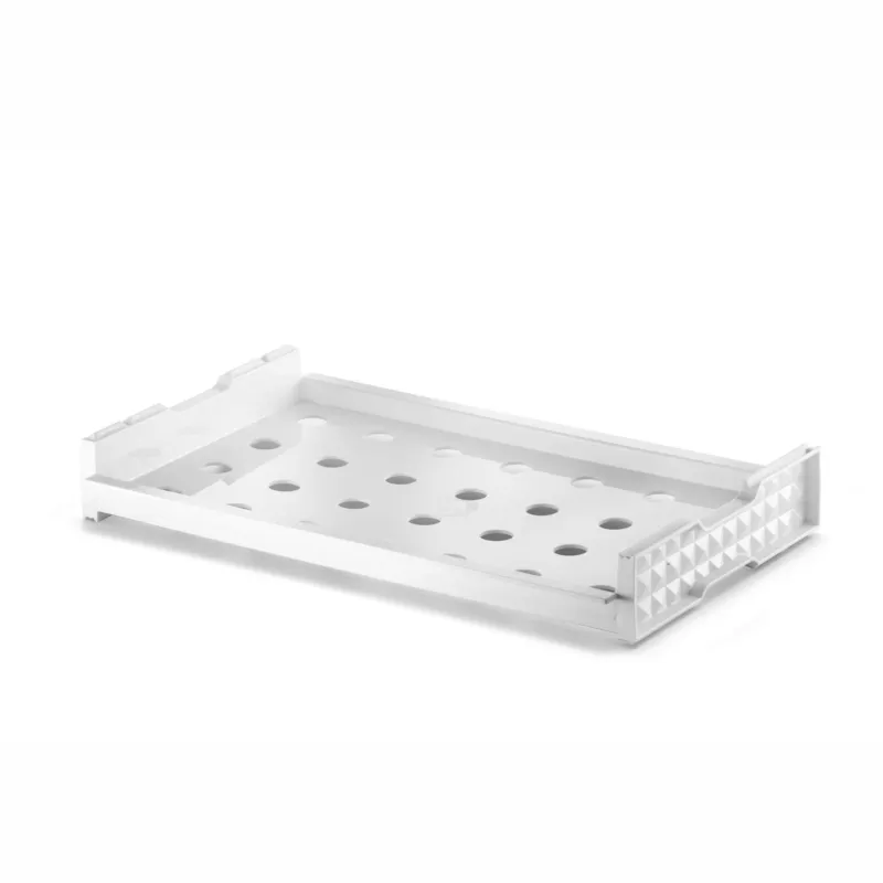 Vassoio trasparente infrangibile ed impilabile con fori circolari Ø 28 mm per uso contract in Tritan 53x32.5xh7.5 cm colore Bianco Eme Posaterie Prezzo Di Fabbrica