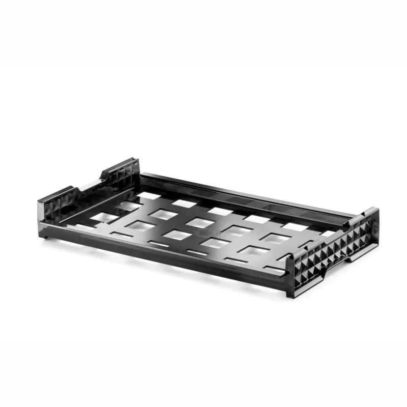 Vassoio trasparente infrangibile ed impilabile con Fori quadrati 45x45 mm per uso contract in Tritan 53x32.5xh7.5 cm colore Nero Eme Posaterie Spedizione Espresso