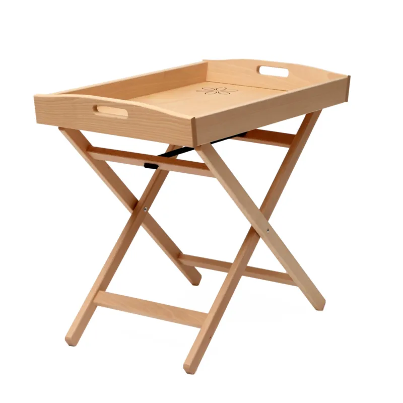 Tavolino Reggi Vassoi Zeus Vassoio + tavolinetto Dimensioni 60x40x h 50 cm Legno , peso 3,2 kg colore Faggio Naturale DEL FABBRO F.LLI Reso Gratuito