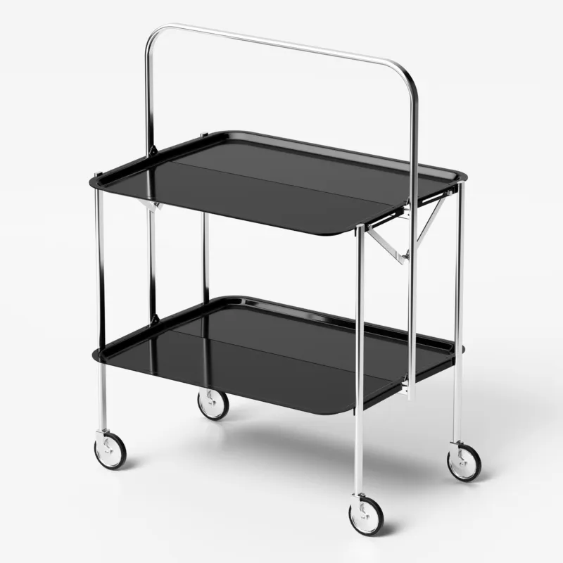 Compra Adesso Carrello Portavivande Salvaspazio richiudibile in soli 6 cm SELECT 64x42xh82cm Struttura Inox Lucido , ripiani in formica nero sablé Pezzani srl