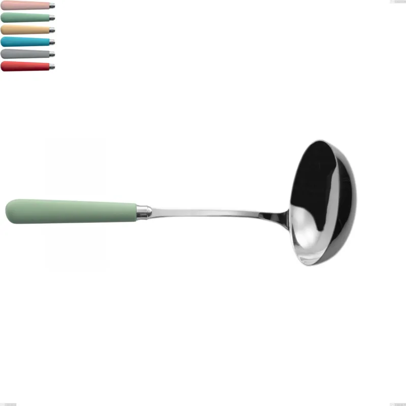 Prezzo Conveniente Mestolo macarons, Acciaio inox 18.10 lunghezza 278 mm manici in acrilico inox lucido Eme Posaterie rosa cipria 692