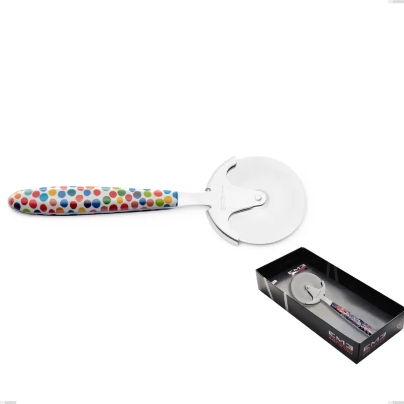 Occasione Imperdibile Confezione vetrina rotella tagliapizza vero coriandoli, acciaio 18.0 nickel free, manicatura pbt sublimato acciaio lucido Eme Posaterie