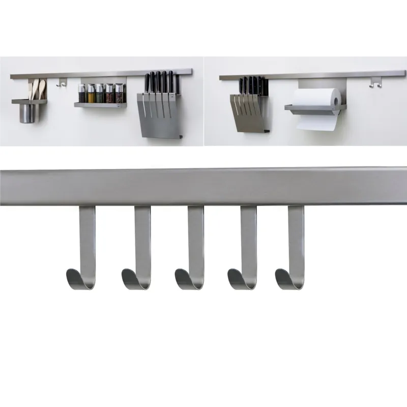 Subito Disponibile Gancio Semplice scatola da 5 pezzi APPLICABILE alla Barra Sotto pensile CHIARA Dimensioni 0.8xh5.5 cm inox 18/10AISI 304 Satinato Metalineasrl