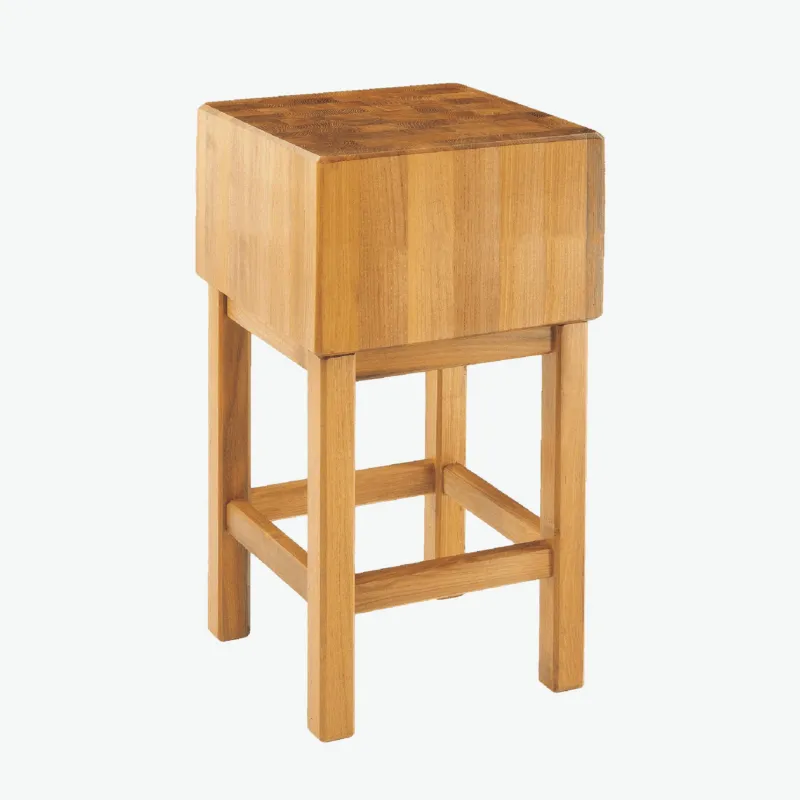 Compra Online Ceppo in Legno massello con piedistallo 60x60x17xh 90 cm peso 48 kg in legno di Acacia stagionato con lavorazione dentatura maschio Femmina Spagnoli snc