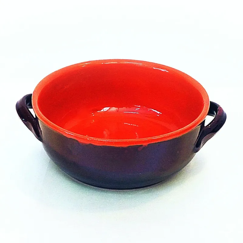 Ciotola in Terracotta con manici Ø14xh5 cm Colore Terra Cotta Adatti per cucinare su Fiamma, Piastra elettrica , Forno , Microonde Colì Ceramiche Affare