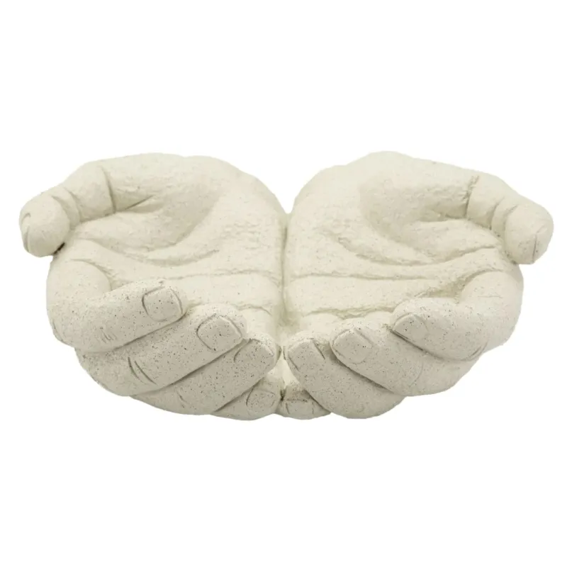Compra Adesso Svuotatasche, originale scultura-vassoio a forma di mani intrecciate Dimensioni 22,7x20x7,3 cm - 0,9 kg, colore crema Mauro Ferretti