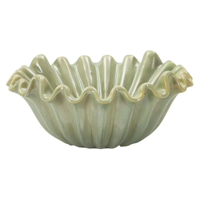 Promo Stagionale Svuotatasche, in ceramica, piatto decorativo ispirato alla forma naturale dei coralli Dimensioni 33xh 13 cm - 3 0 kg, colore verde marino Mauro Ferretti