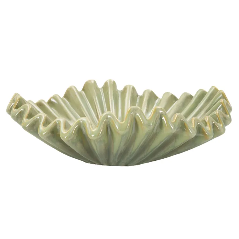 Svuotatasche, in ceramica, piatto decorativo ispirato alla forma naturale dei coralli Dimensioni 40xh 13 cm -4,9 kg, colore verde marino Mauro Ferretti Prezzo Conveniente