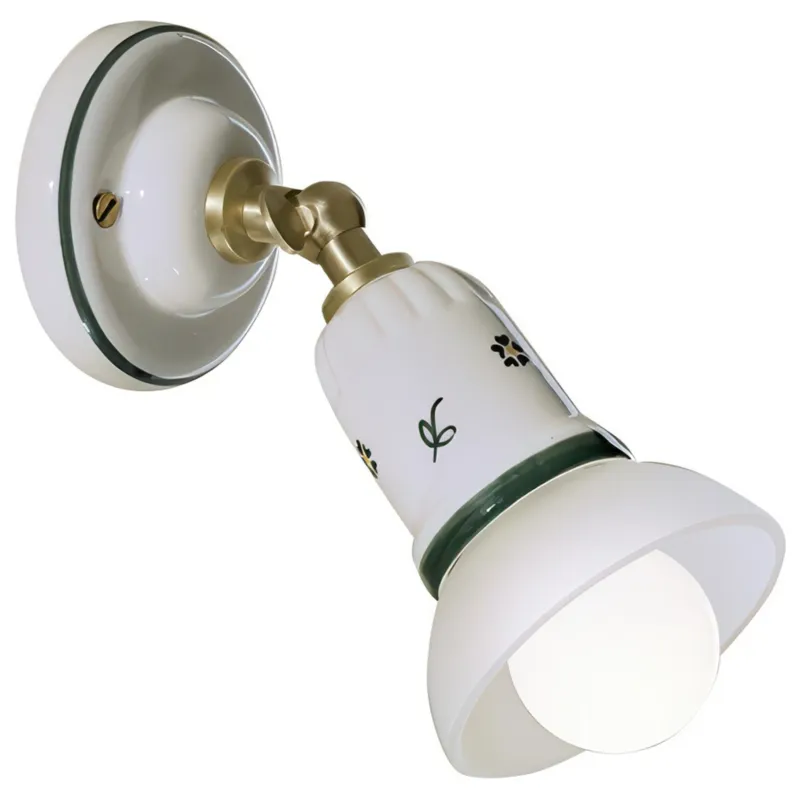 Occasione Imperdibile Applique una Luce in materiale Ceramico SAVOIA H 15 cm Sp 17 cm ∅ 9cm peso 0,55 kg - Attacco Lampada E14 interno esterno, Bianco Vintage Ferroluce