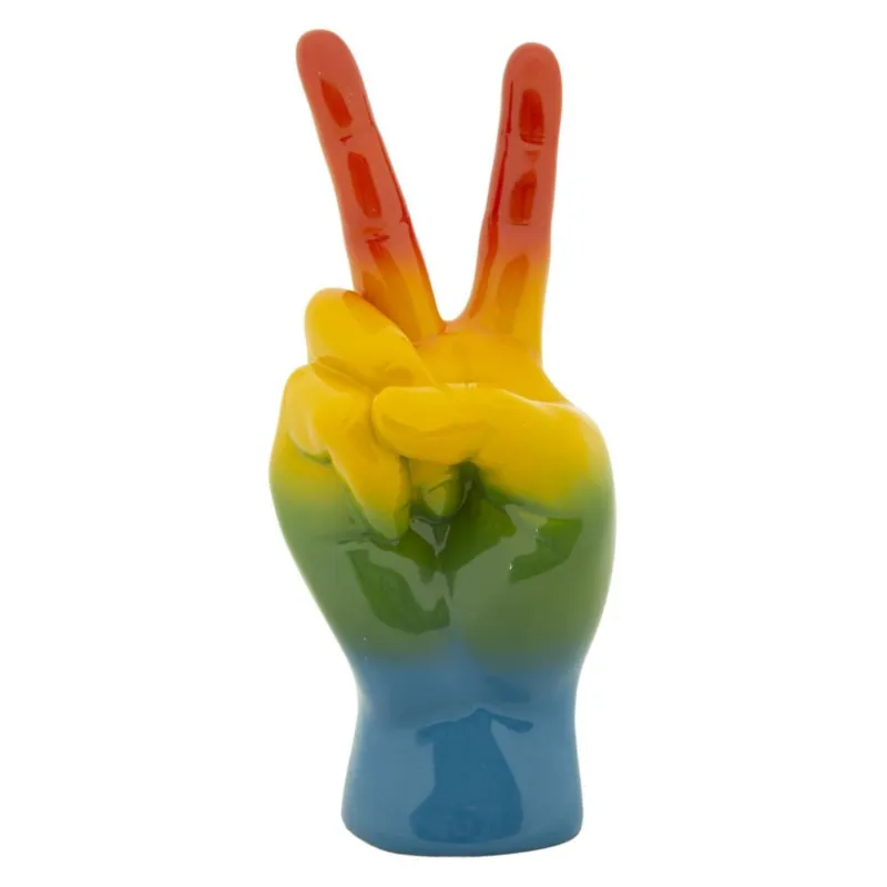 Mano Statuetta Gesto Rainbow Vittoria Dimensioni 14x10xh 36 cm in resina decorata a mano colore multicolor Mauro Ferretti Miglior Prezzo