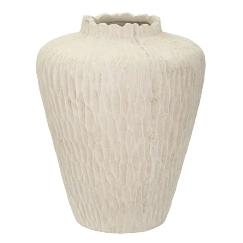 Vaso Forma Rotonda, SHADE, Dimensioni Ø 32x h 40 cm Foro 12 cm in texture scanalata Colore naturale Crema Mauro Ferretti Soddisfatti O Rimborsati