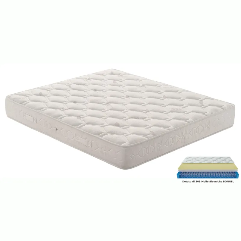 Must-Have Materasso Singolo PREZIOSO MEMORY dotato di 308 molle Biconiche dimensioni 80x190x h 20 cm in tessuto Amicor Casa Fortunato Materassi