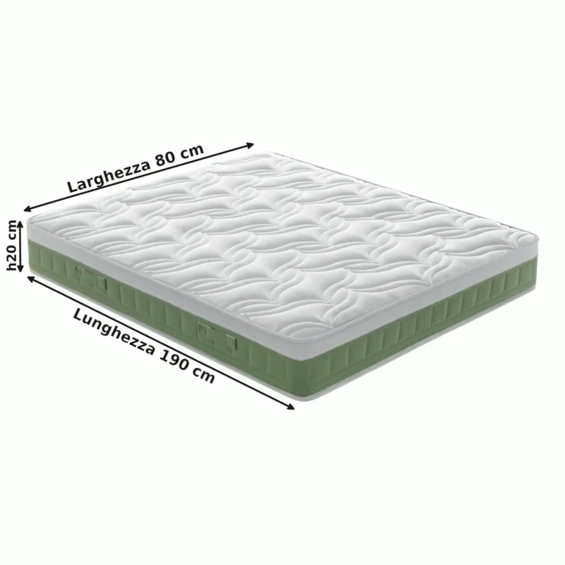 Prezzo Conveniente Materasso Singolo IRIS in ACQUAPUR A BASE DI ACQUA dotato di fascia 3 D dimensioni 80x190x h 20 cm ipoallergenico anatomico antiacaro Casa Fortunato Materassi