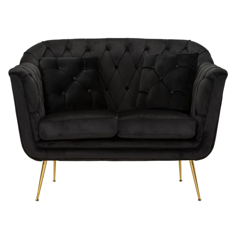 Sofà due posti con cuscini BUDAPEST crema con gambe oro Dimensioni 130x83xh 91 cm peso 36 kg colore nero Mauro Ferretti Prezzo Di Fabbrica