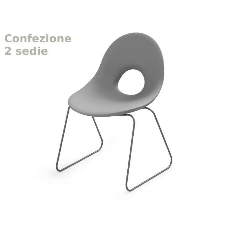 Prezzo Ridotto Sedia di design con Slitta SET 2 Pezzi ispirata alle linee ANNI 50 CANDY in Polietilene Struttura in metallo dimensioni 58,5x57x79 cm Lyxo Design