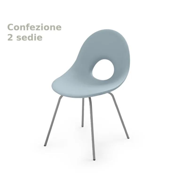 Consegna Rapida Sedia di design SET 2 Pezzi ispirata alle linee ANNI 50 CANDY in Polietilene Struttura in metallo dimensioni 56x5x58,5x83 cm Lyxo Design