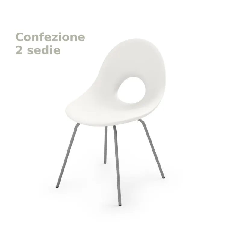 Compra Oggi Stesso Sedia di design SET 2 Pezzi ispirata alle linee ANNI 50 CANDY in Polietilene Struttura in metallo dimensioni 56x5x58,5x83 cm Lyxo Design