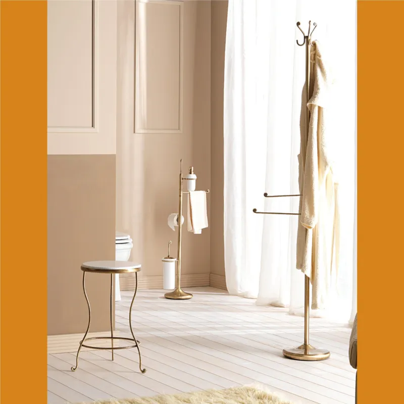 Più Venduto Porta Asciugamani Appendiabiti Due Bracci ruotabili a 360 gradi Vintage RETRO‘ Dimensioni 25x44,2x h 175 cm Linea Nostalgica bronzo, l’ottone Capannoli Bagno