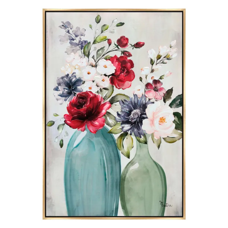 Quadro da parete, quadro con cornice VASI CON FIORI 80x100x1,6 cm orizzontale pannello in legno colore marrone disegnato su tela a rilievo Fantin Argenti Compra Oggi Stesso