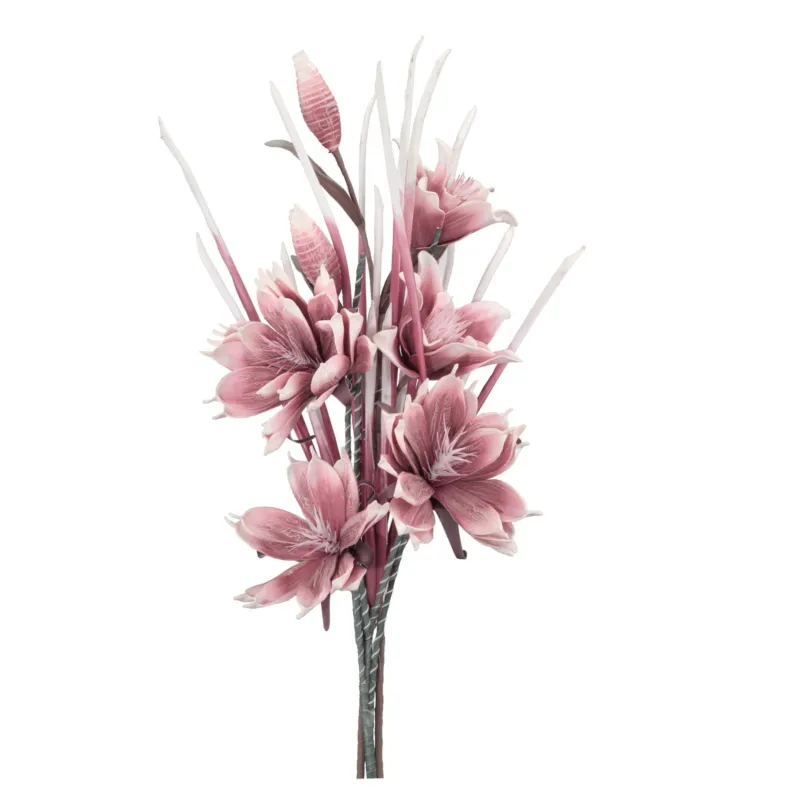 Composizione floreale GIGLI E ALOE ROSA 90-110 h 6 steli di fiori in lattice Fantin Argenti Novità
