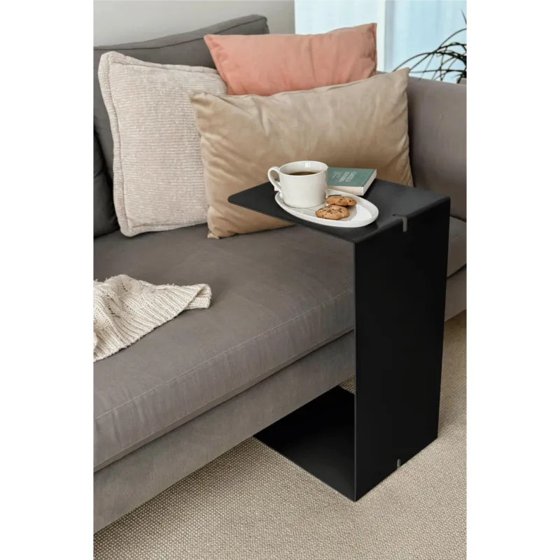 Sidetable in metallo DOUBLE 60 , Dimensioni 30x38xh 60 cm -Peso 3,5 kg che può essere utilizzato sia come tavolino di servizio lato divano sia come semplice comodino nero D-segno Home Office Promozione Esclusiva
