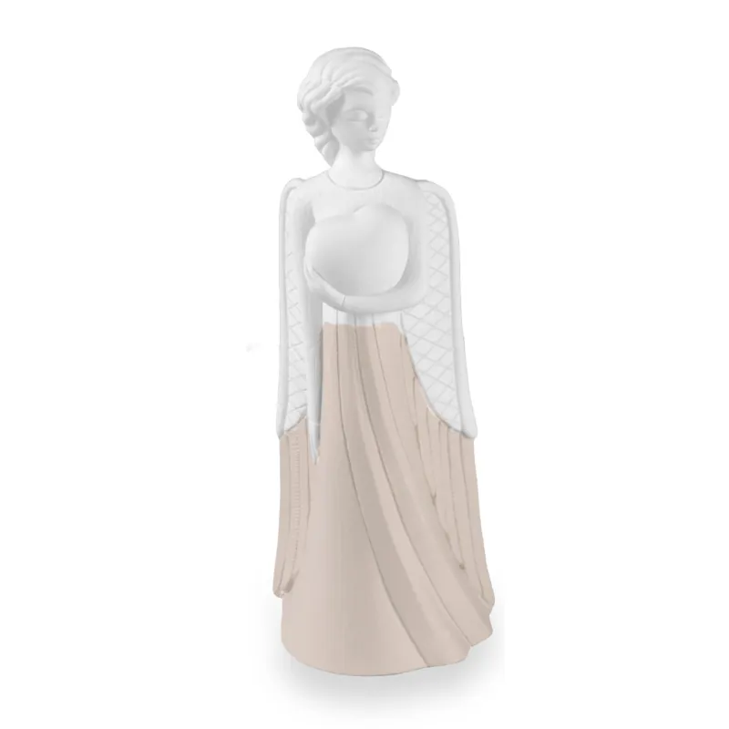 Più Venduto Angelo in resina Angelo CUORE bianco e Tortora h 13.5 cm in scatola regalo, ideale per uso bomboniera Fantin Argenti