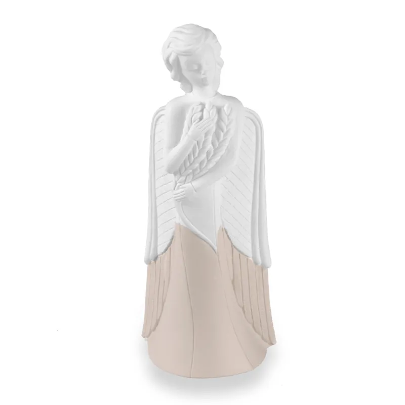 Angelo in resina Angelo spiga bianco e tortora h 13.5 cm in scatola regalo, ideale per uso bomboniera Fantin Argenti Direttamente Dal Produttore