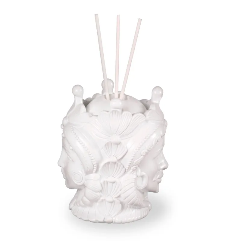 Non Perdere Vaso fiori Testa di Moro con piantina COLORE BIANCO Media 7xh 10 cm - bifacciale moro siciliano uomo donna Fantin Argenti