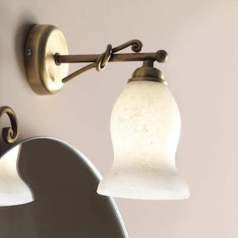 Prezzo Conveniente Lampada da Bagno Applique Bronzo LINEA RETRO‘ Dimensione 11x19,5 x h 23 cm Lampada in Vero bianco satinato finitura bronzo vintage Capannoli Bagno