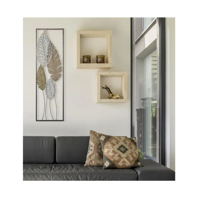 Pannello in ferro e legno foglie-30,5x1,90x h 99 cm oro argento metallo peso 1,3 kg multicolore metallo Mauro Ferretti Solo Oggi