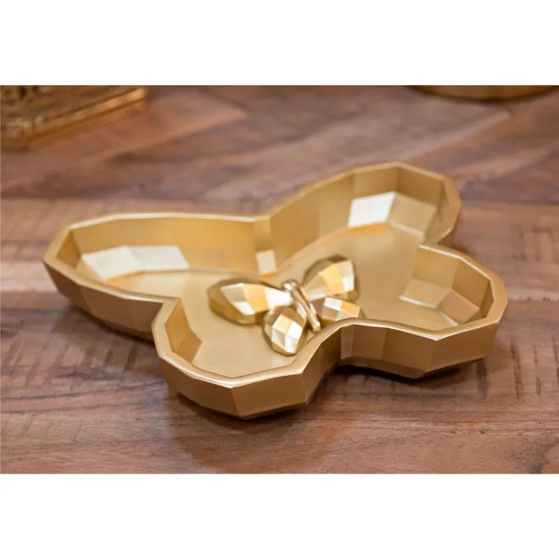 Svuotatasche Butterfly design a forma di farfalla dimensioni 20x17x H3,5 cm, peso 0,13 kg,finitura dorata Mauro Ferretti Miglior Prezzo