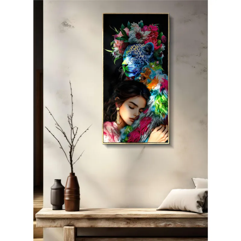Dipinto su tela completo di telaio in legno e cornice MOIRA LACQUERED Dimensione 52x4x h 102 cm telo in plastica multicolor Mauro Ferretti Economico
