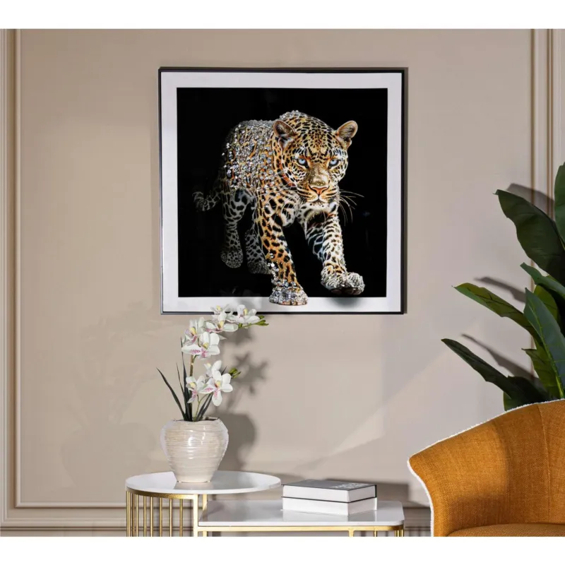 Dipinto su tela completo di telaio in legno e cornice GIAGUARO Dimensione 82x4x h82 cm telo in plastica multicolor Mauro Ferretti Promozione Esclusiva
