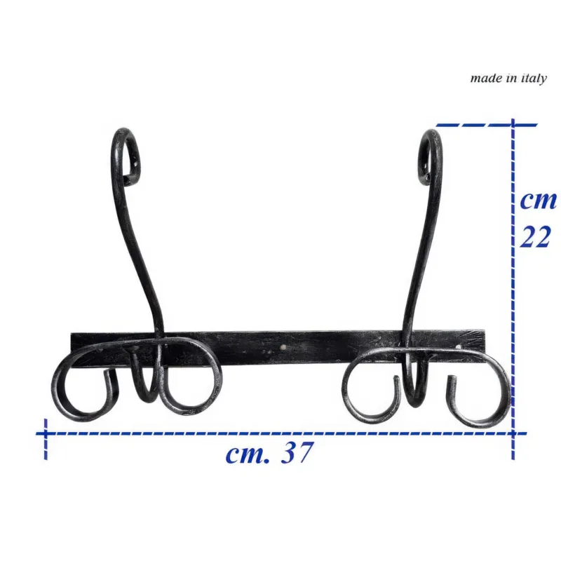 Bestseller Appendino, porta Accappatoi e Asciugamani in Ferro battuto 2 Posti Dimensioni 37x h 22 cm stile classico colore nero Sessa Ferro Battuto