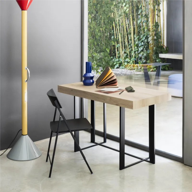 Ultimissimo Modello Srivania con Stuttura in acciaio tubolare Nero Dimensioni 100x60xh75 cm SUPRA struttura nero laminato rovere Naturale Pezzani srl