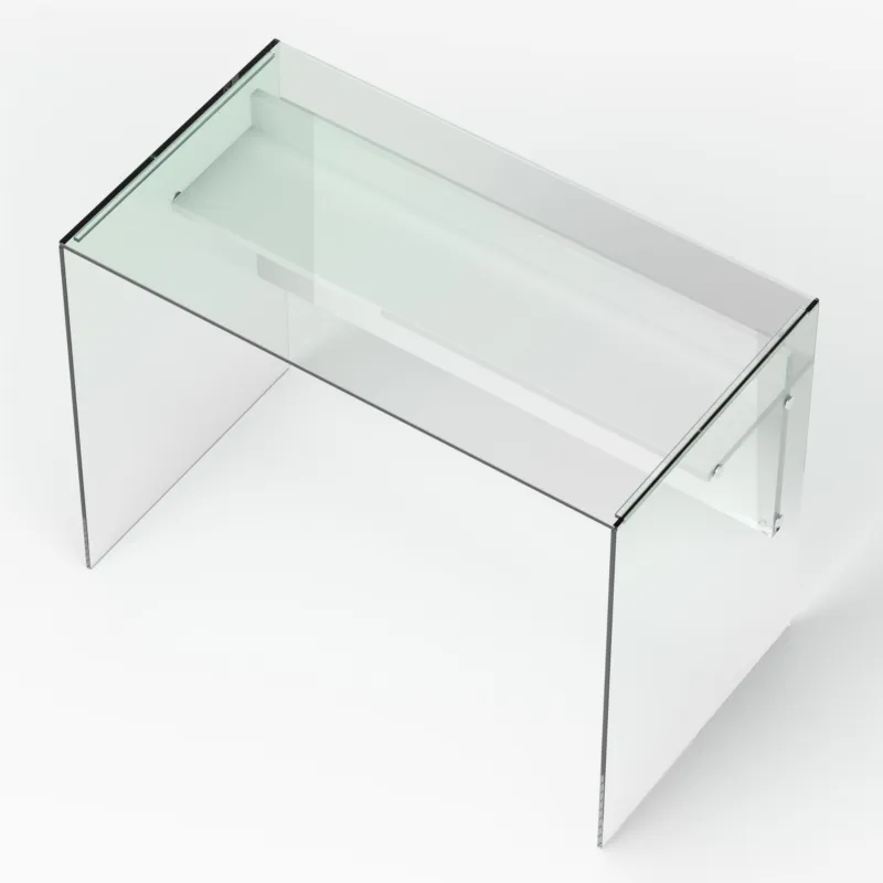 Miglior Prezzo Scrivania Porta Computer SCRIBA 100x55x h74 cm ripiano in vetro temperato e frontale bianco opaco da 10 mm Pezzani srl