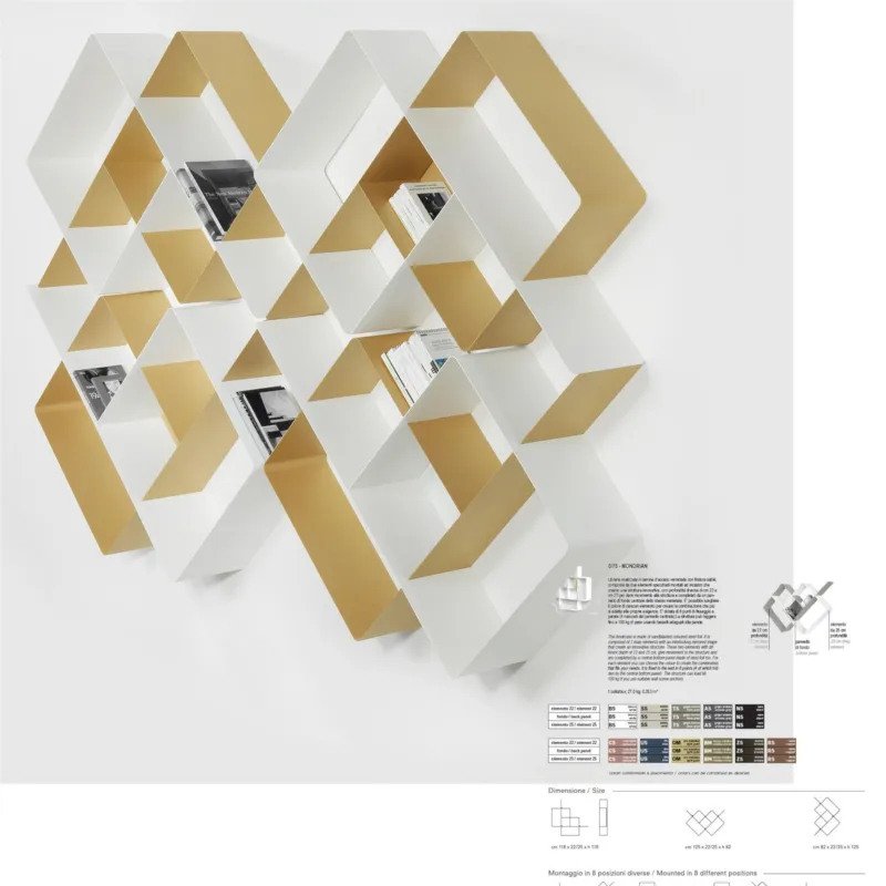 Libreria componibile MONDRIAN 6 in alluminio e acciaio verniciati 118xh118 cm elemento 0/75 Bianco Sablé fondo Bianco Sablé elemento 25 Bianco Sablé Pezzani srl Subito Disponibile