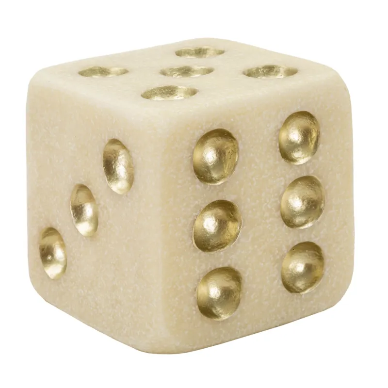 Dado elegante dai toni chiari con punti in oro. Perfetto per giochi da tavolo o collezioni. Design raffinato e moderno. Dimensioni 12x12x12 cm - bianco oro Mauro Ferretti Offerta