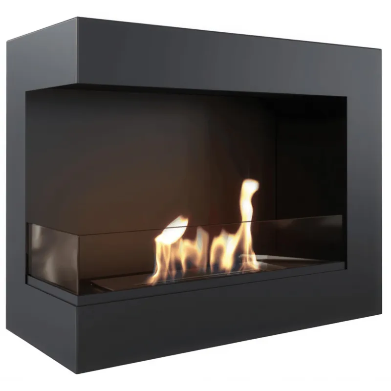 Camino Bioetanolo Parete DELTA 600 TÜV Sinistra con vetro Dimensioni 60x28x h48 cm - peso 11,5 kg colore nero apertura a Sinistra KRATKI Promo Stagionale