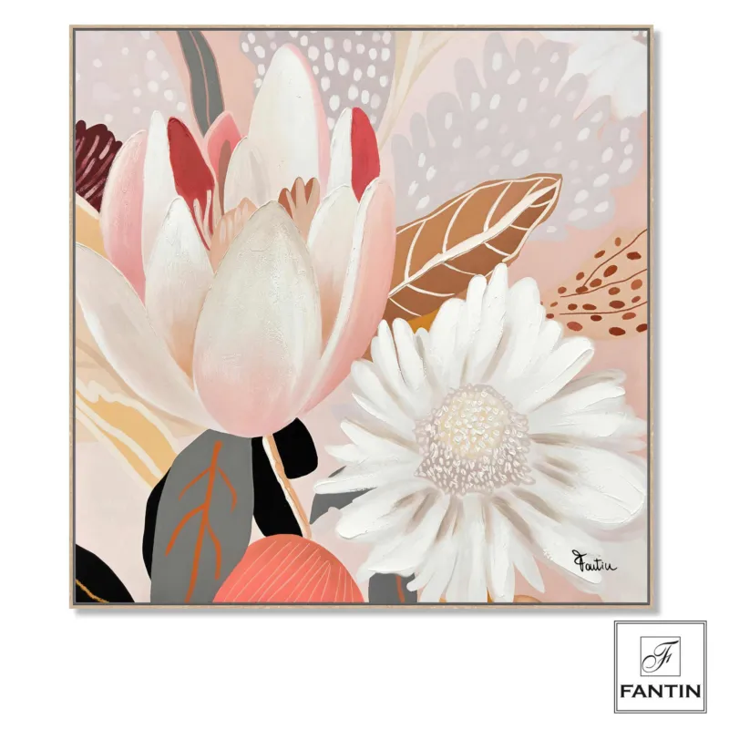 Quadro con cornice da parete Quadro con cornice volto TULIPANO MARGHERITA 100x100x1,6 cm pannello in legno colore con colori acrilici e tempera Fantin Argenti Miglior Prezzo