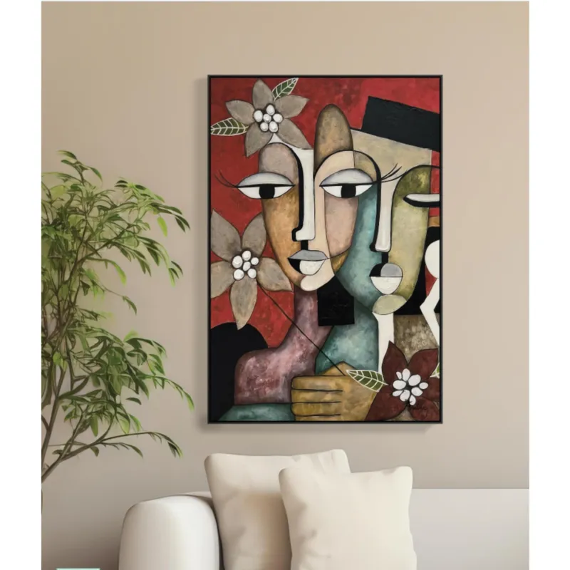 Promozione Quadro con cornice da parete, Quadro con cornice COPPIA ASTRATTA ROSSO 80x120x1,6 cm pannello in legno colore con colori acrilici e tempera Fantin Argenti