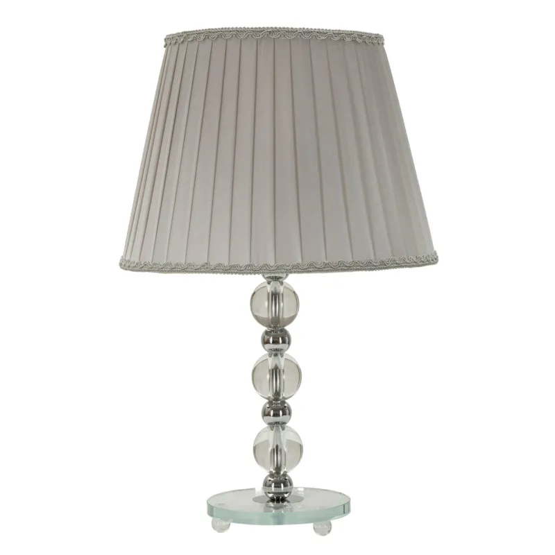 Lampada da tavolo in metallo argentato e vetro TOLLY Dimensioni Ø 30x h 48 cm Lampada E-27 Attacco con filo FILO paralume colore bianco e argento Mauro Ferretti Prezzo Scontato