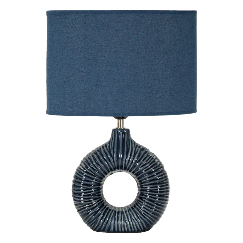 A Buon Prezzo Lampada da Tavolo elegante con base blu e decorazioni in rilievo irregolari SETA BLU Dimensioni Ø 28x15x h 43 cm Lampada E-27 Attacco con filo FILO paralume colore blu Mauro Ferretti