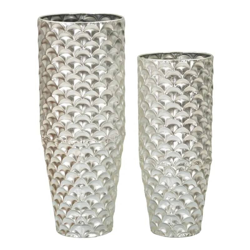 Vasi Set di 2 vasi argentati Ideali per piante2 diametri Dimensioni 40X40X99-32X32X84 cm Ideali per piante cm in metallo Argento Mauro Ferretti Più Venduto