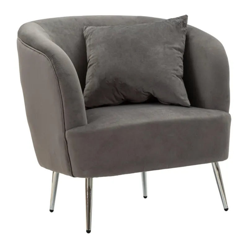 Poltrona verde con gambe Argentate rivestito in velluto trapuntato Trapuntato SILVERY Dimensioni 73x69xh 78 cm colore Grigio E Silver Mauro Ferretti Direttamente Dal Produttore