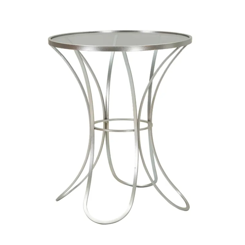 Bestseller Tavolinetto in metallo argentato con top in vetro temperato, TRIXY Dimensioni 56x56x h 68 cm -Peso 7,4 kg Metallo colore Argento Mauro Ferretti