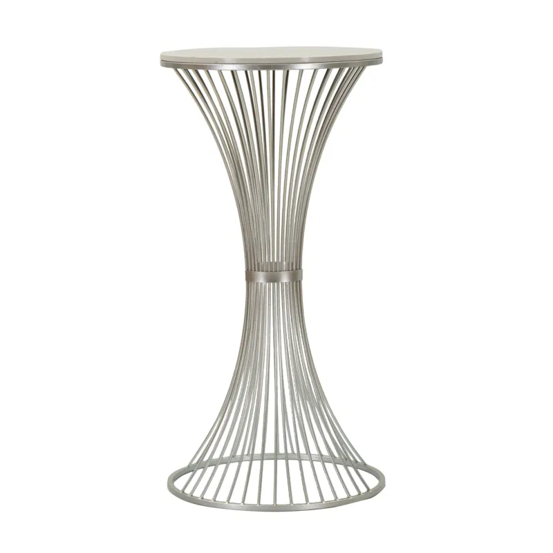 Tavolinetto in metallo argentato con base a linee intrecciate, FUNNEL Dimensioni 50x50x h 100 cm -Peso 11,5 kg Metallo colore Argento Mauro Ferretti Offerta Limitata